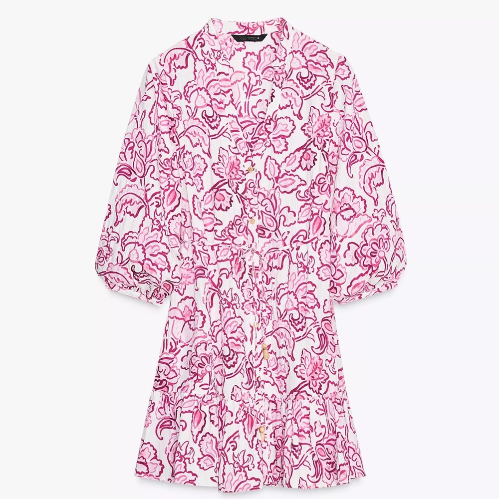 Zara Pink Floral Long Sleeve Dress